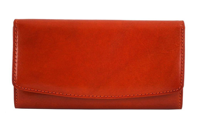 Skórzany portfel damski - Barberini's - Brązowy ciemny