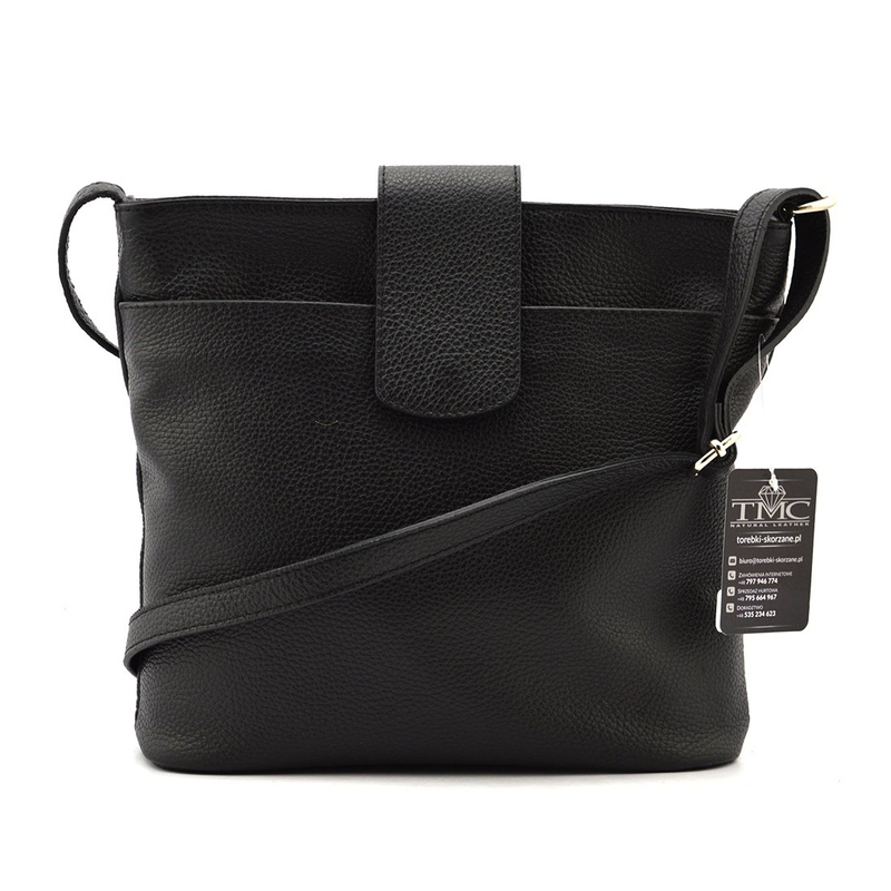 Skórzana damska listonoszka zapinana przez ramię