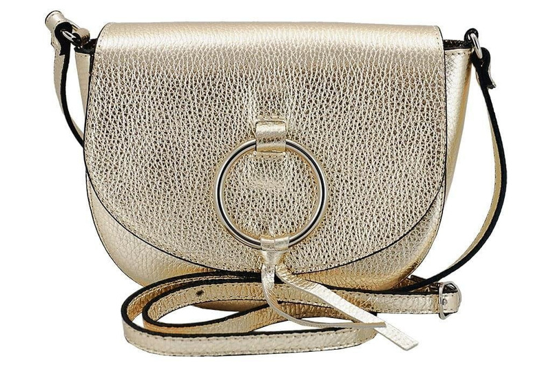 Damska skórzana listonoszka włoska - Srebrna