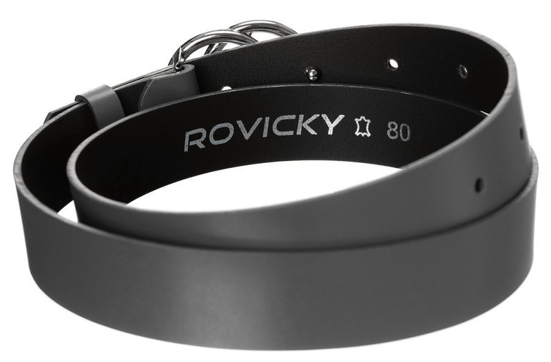 Gładki, skórzany pasek damski ze srebrną, podwójną klamrą  - Rovicky