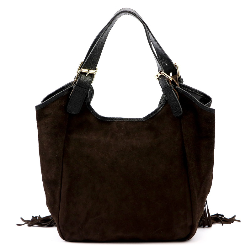 Zamszowa shopperbag Damska torebka ze skóry naturalnej dwie komory Luka