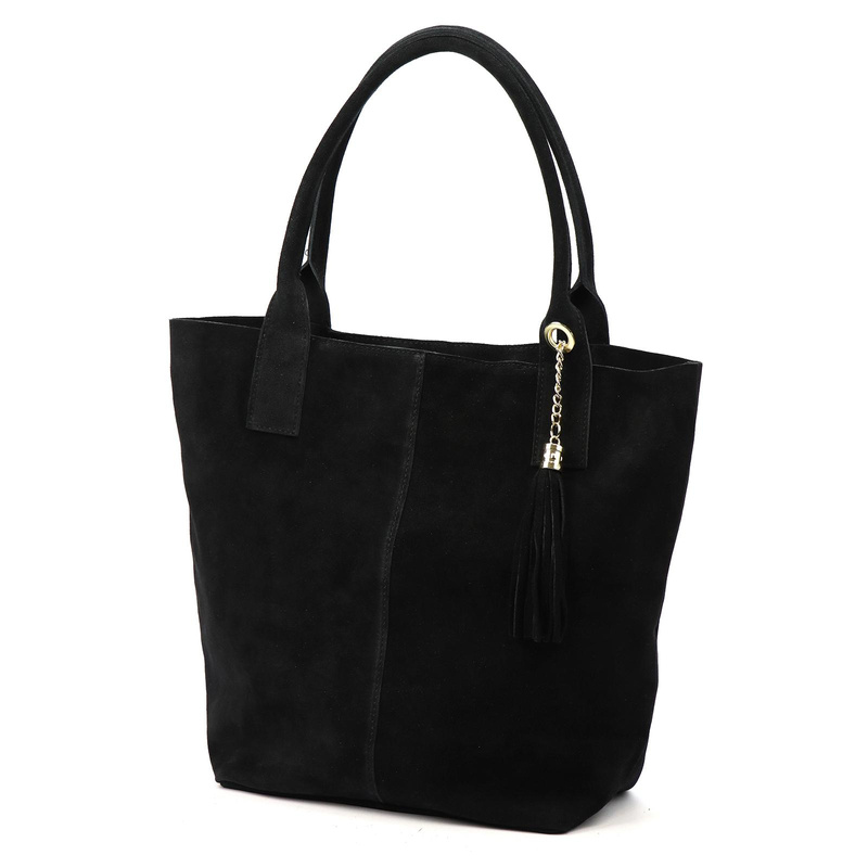 Vera Pelle zamszowa damska shopperbag skóra naturalna torebka na ramię