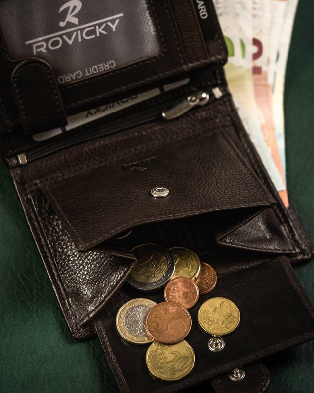 Skórzany męski portfel Rovicky N4-RVT RFID