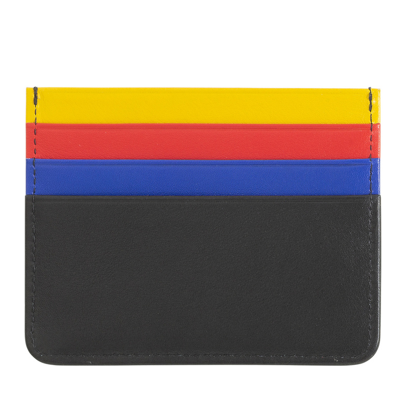 DUDU Etui na karty dokumenty skóra naturalna małe kontrastujące kolory