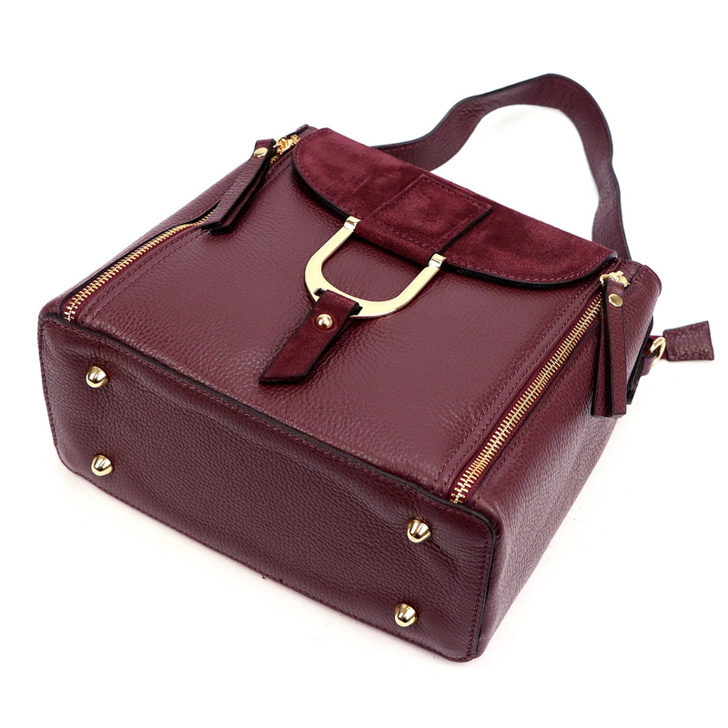 Luka Skórzana Damska listonoszka na ramię z organizerem i kieszeniami