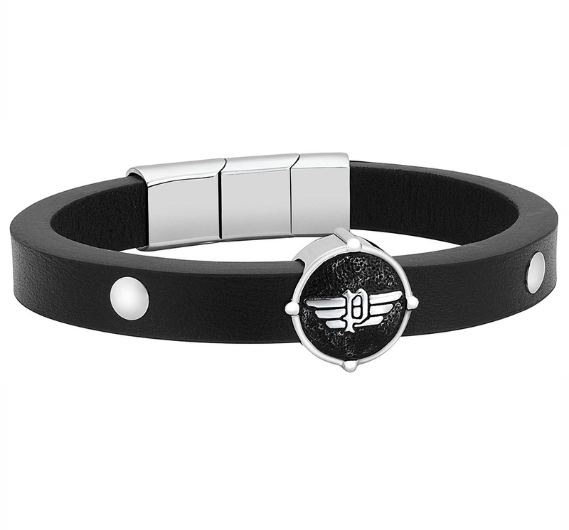 Biżuteria POLICE S14AMK01B. WRIST, Kolor czarny srebrny. Mężczyzna.