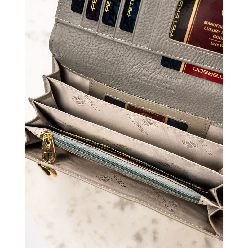 skóra naturalna + Damski portfel ze skóry ekologicznej Peterson PTN PH27-LFL