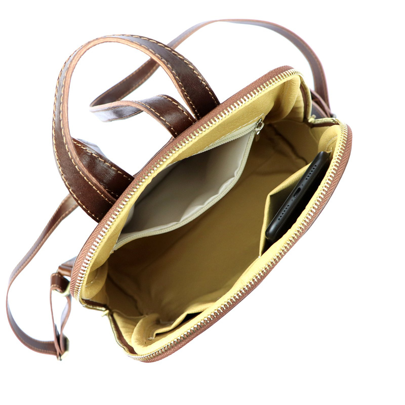 Florence Miejski Damski plecak skóra naturalna z kieszeniami na suwak