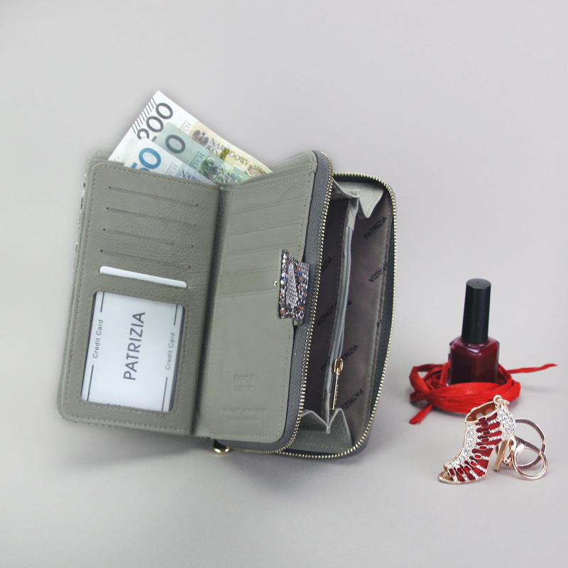 Pionowy Skórzany damski portfel PATRIZIA z RFID
