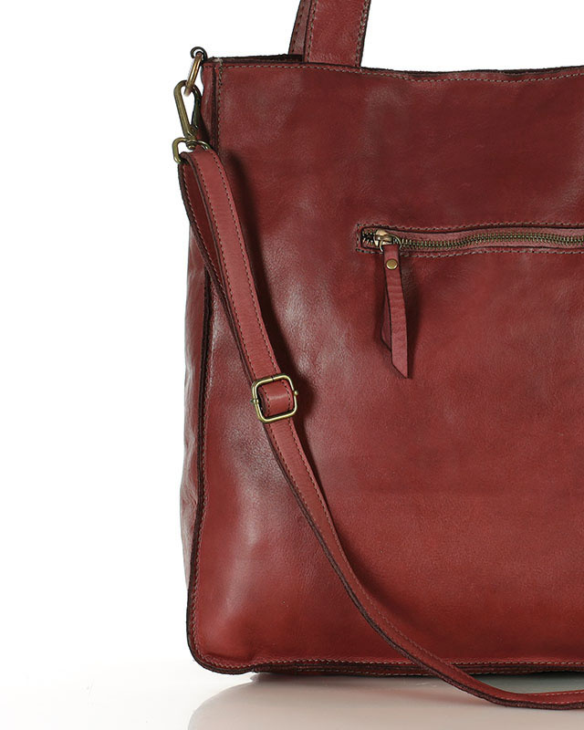 Torebka damska shopper A4 skóra naturalna - MARCO MAZZINI czerwona