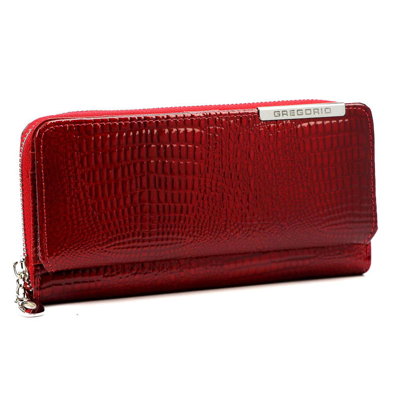 Skórzany duży lakierowany damski portfel Gregorio