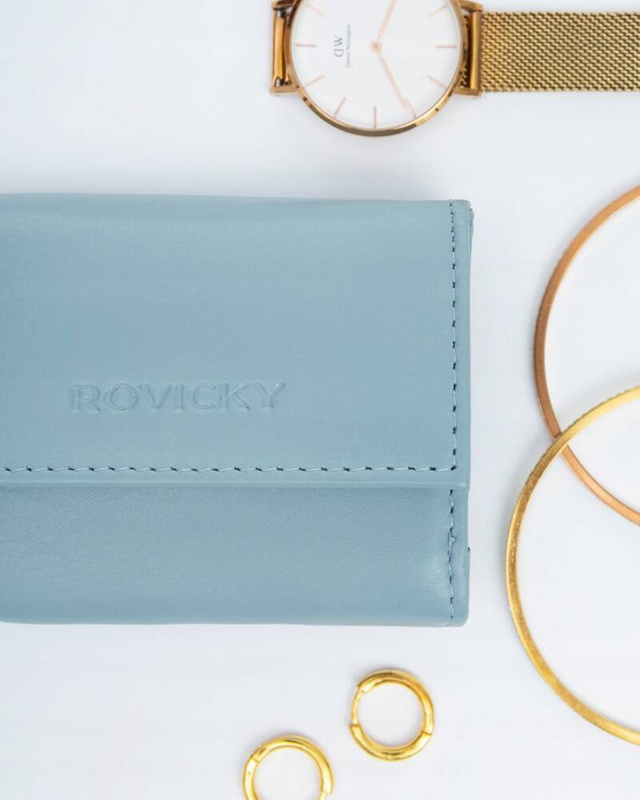Rovicky Portfel Damski Mała Portmonetka Skóra Naturalna Przegrody Kieszeń