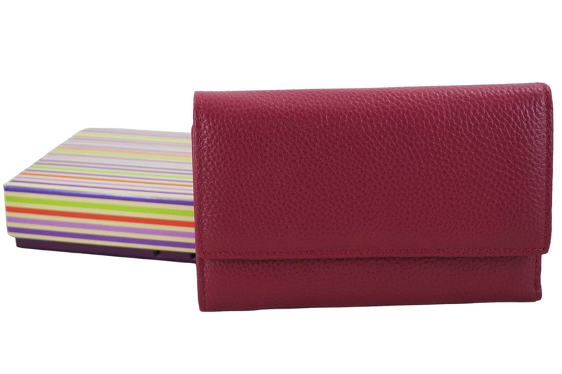 Portfel skórzany damski włoski - Fuksja