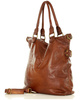 Torebka skórzana XL shopper vintage bag z kieszeniami vera pelle - MARCO MAZZINI brąz migdałowy