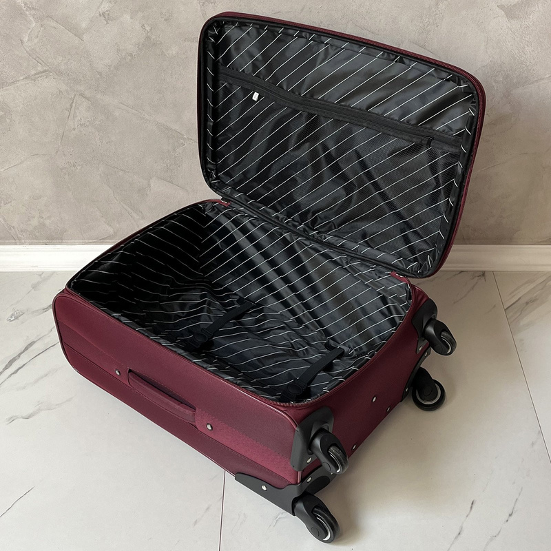 EASY TRIP zestaw trzech walizek na kółkach miękkie materiałowe kieszenie