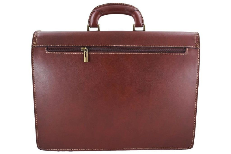 Aktówka męska skórzana - Barberini's - Brązowa ciemna