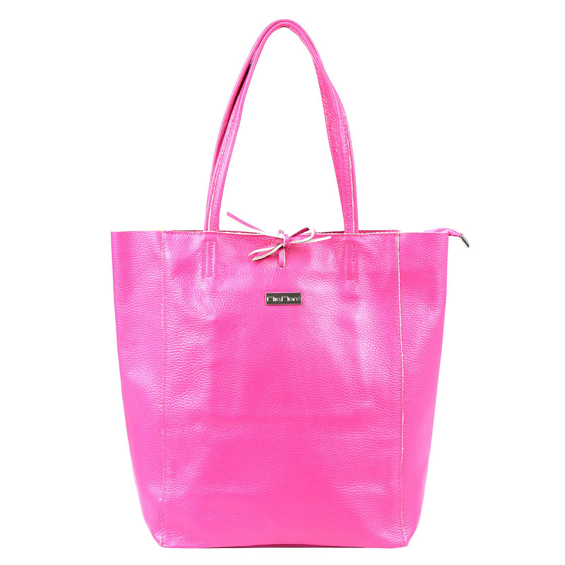 Skórzana damska shopperbag z kieszenią od MiaMore