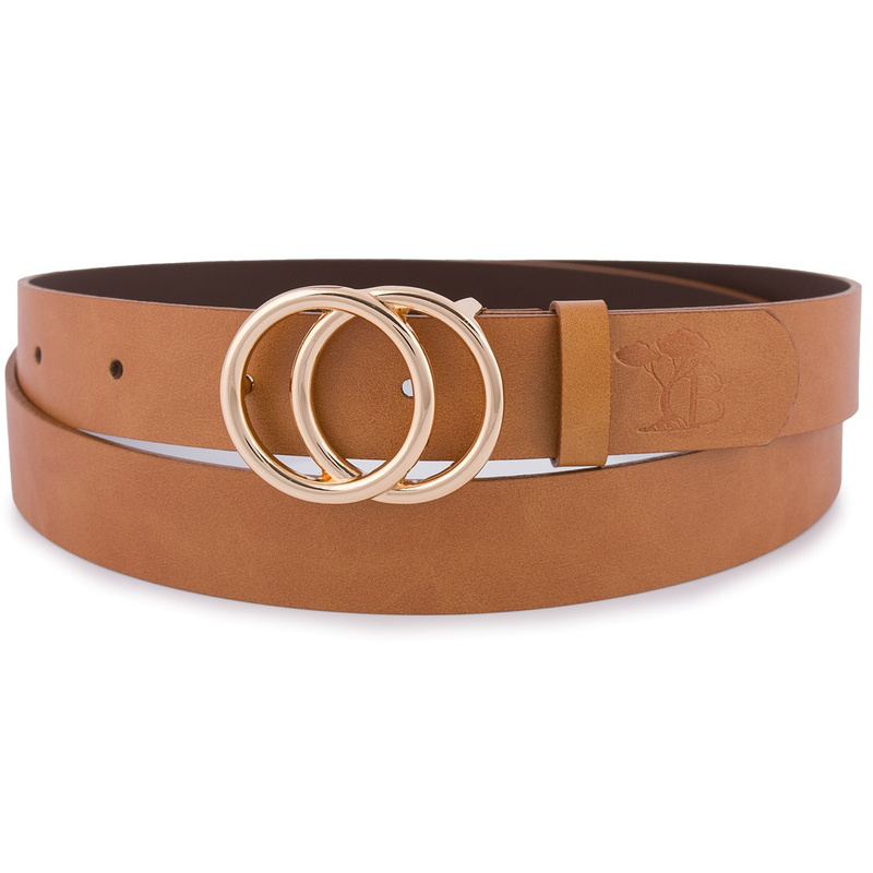Skórzany pasek damski do spodni sukienki koła klasyczny camel Beltimore B09 : Rozmiar pasków - r.80-95 cm