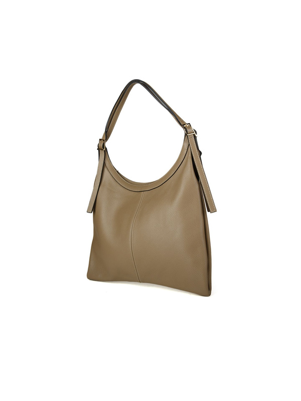 Damska skórzana shopperka Giulia Monti GM1642 – taupe, szarobrązowa