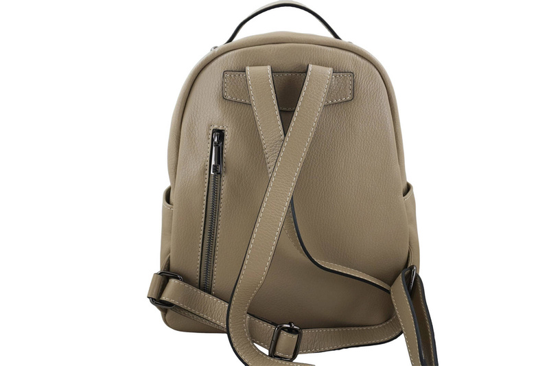 Elegancki plecak skórzany - Beżowy