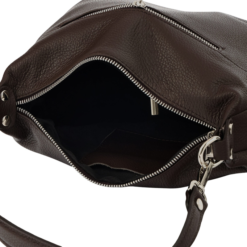 Skórzana torebka z zamszowym akcentem - Brązowa ciemna