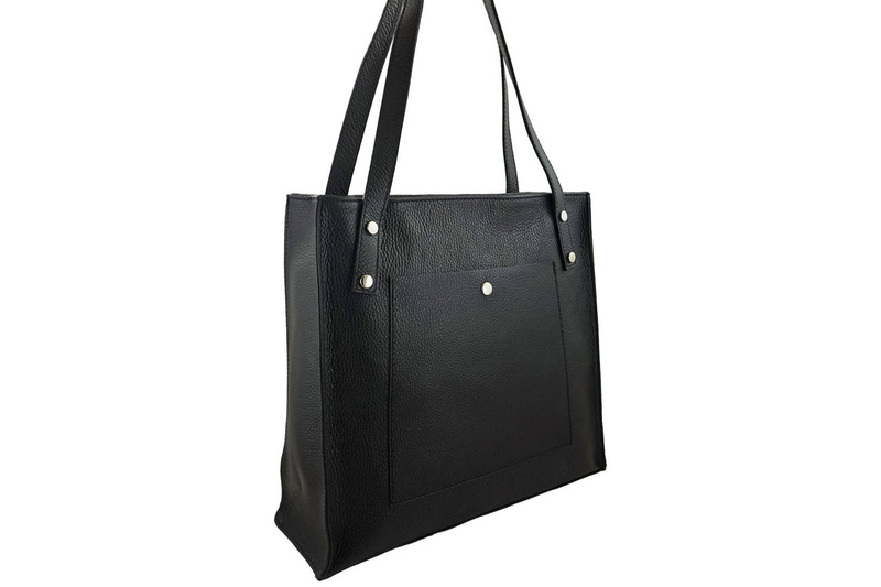 Torebka skórzana na ramię damska - Czarna