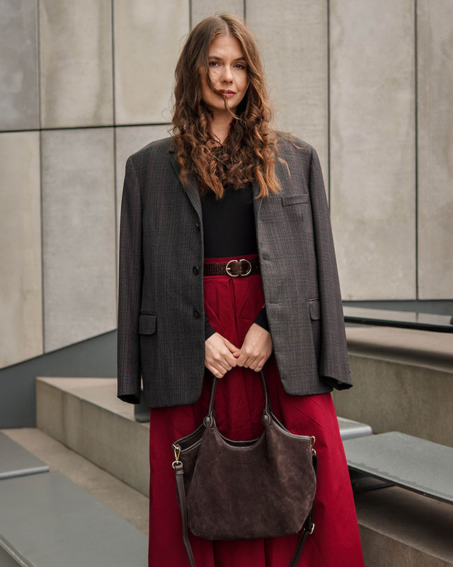 Torebka damska worek hobo bag skóra naturalna - MARCO MAZZINI czarna