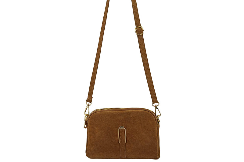 Mała torebka zamszowa wieczorowa - Brązowa jasna