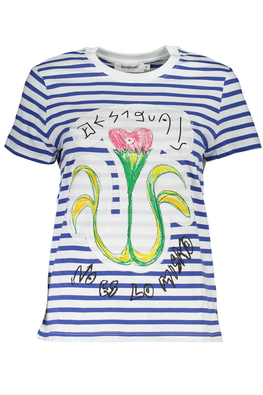 DESIGUAL NIEBIESKI DAMSKI T-SHIRT Z KRÓTKIM RĘKAWEM