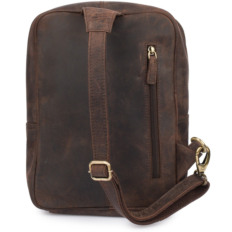 Plecak skórzany saszetka przez ramię crossbody modna 2-komorowa Beltimore N25