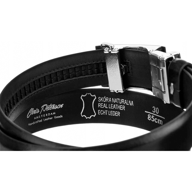 męski pasek z prawdziwej skóry Peterson PTN A005 BLACK