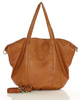 Torba damska skórzana shopper z kieszeniami - It bag MARCO MAZZINI brąz camel