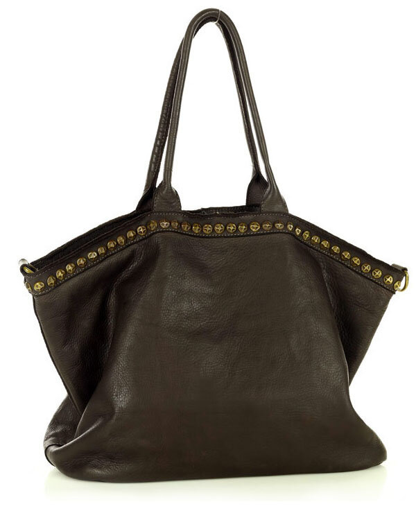 Duża torebka skórzana oversize style shopper bag - MARCO MAZZINI ciemny brąz caffe