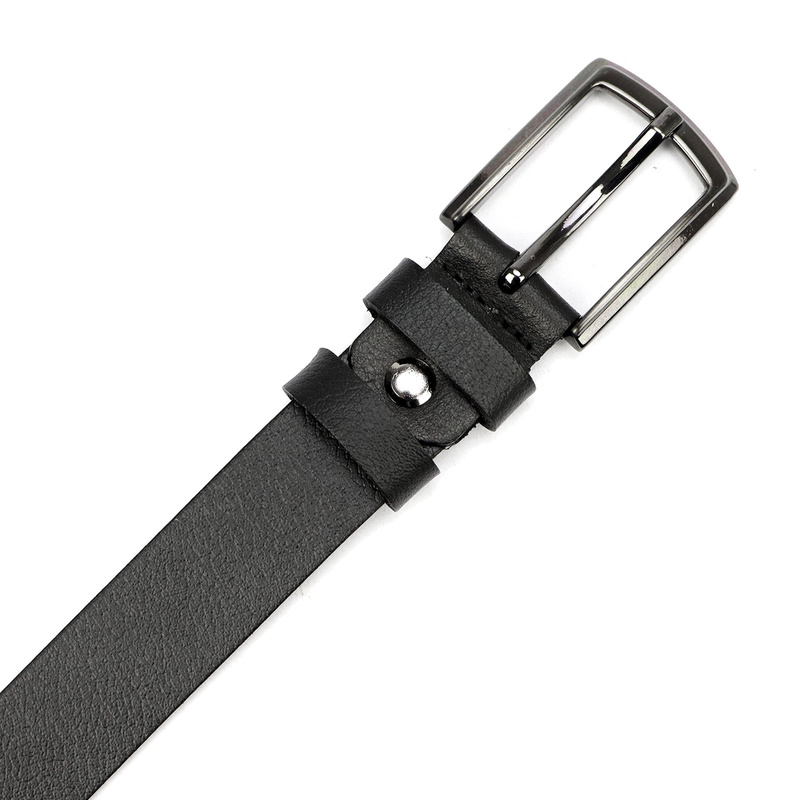 VerMari męski pasek do spodni skóra naturalna klasyczna srebrna klamra