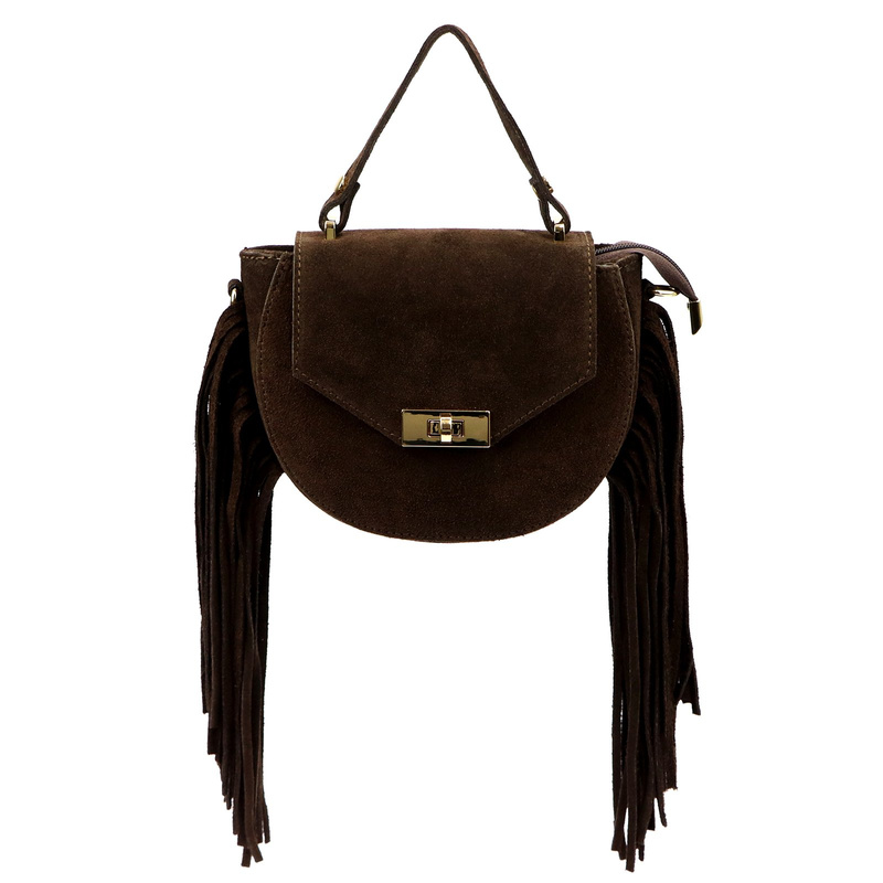 Boho damska skórzana listonoszka z frędzlami torebka na ramię Luka