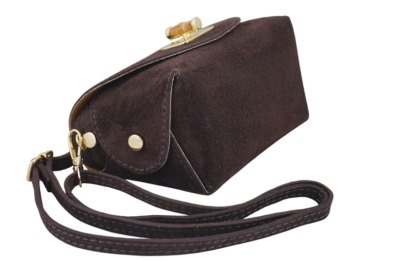Mała torebka zamszowa wizytowa - Brązowa ciemna