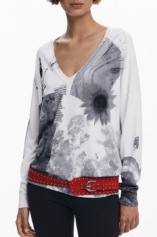 BIA�Y SWETER DAMSKI DESIGUAL