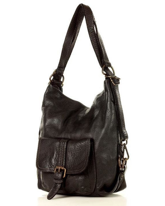Torba skórzana dla wymagających z opcją plecak old school leather bag - MARCO MAZZINI czarny
