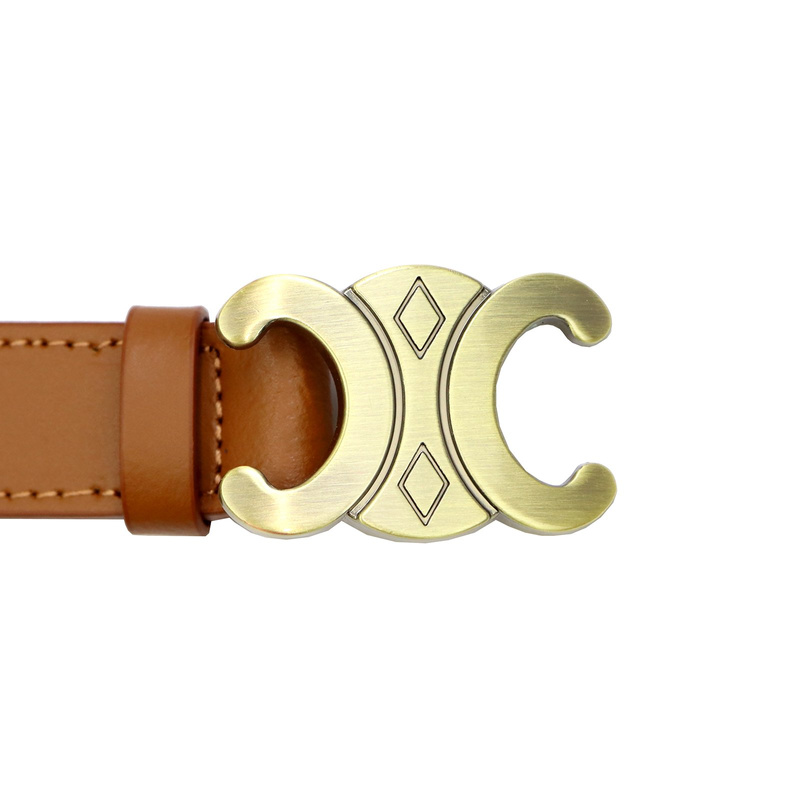 Gregorio Damski pasek do spodni skóra naturalna ze stylową klamrą złotą