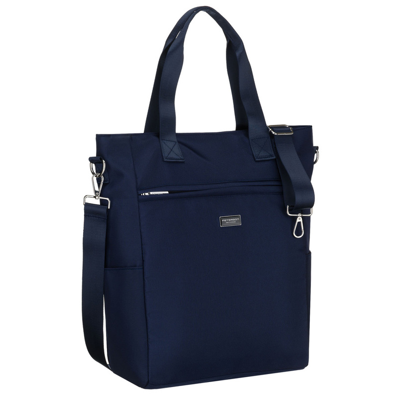 Shopperka damska w granatowym kolorze, jednokomorowa i zamykana suwakiem - Peterson