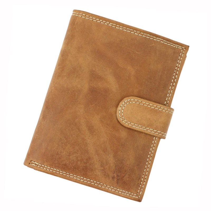 Wild męski portfel skóra naturalna pionowy duży zatrzask ochrona RFID