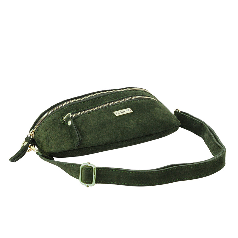 Zamszowa nerka damska Barberinis - Zielona ciemna