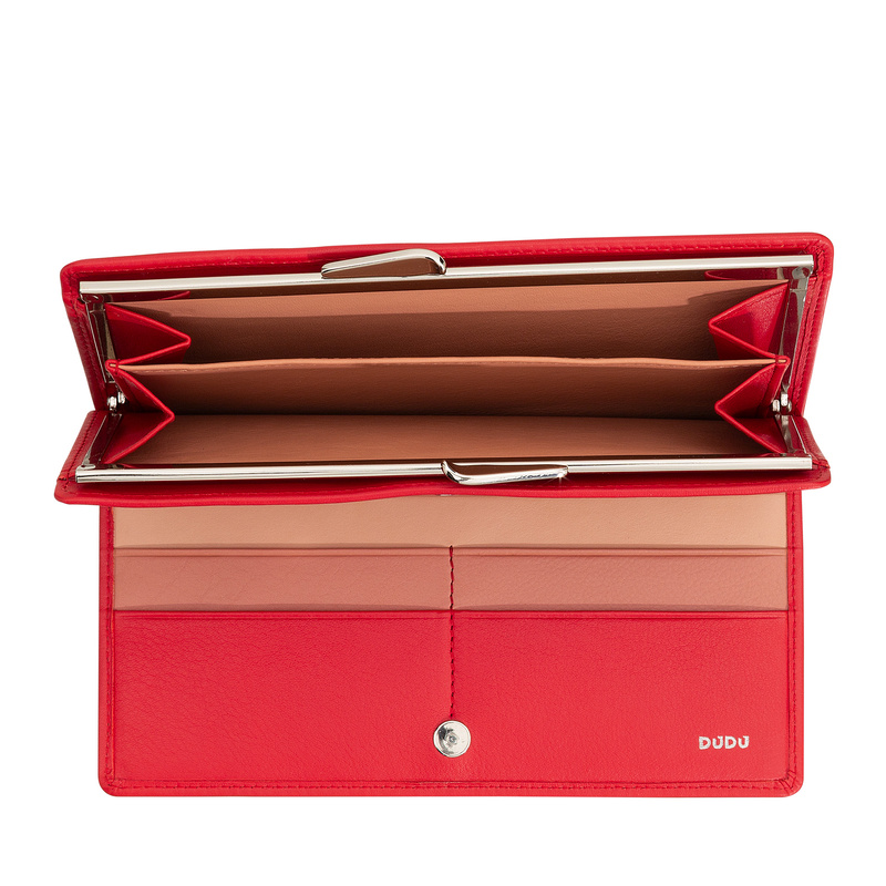 DuDu Podłużna damska portmonetka skóra naturalna podłużny duży portfel