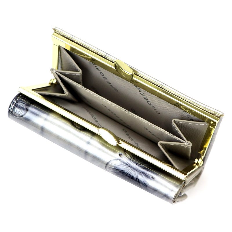 Gregorio damski portfel lakierowany skórzany pojemna portmonetka w motyle