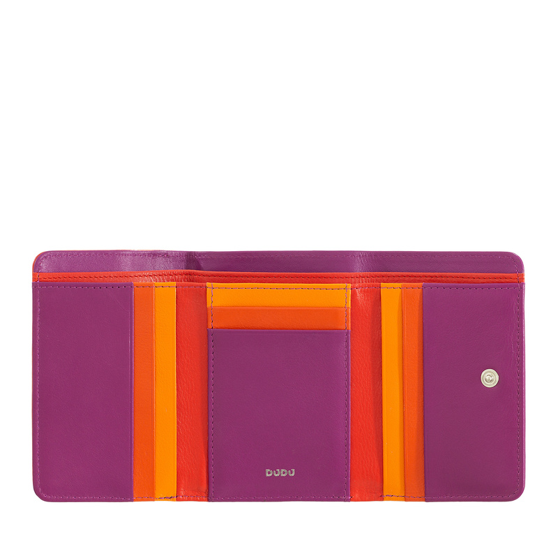 DUDU Damski portfel skóra naturalna na zatrzask minimalistyczny zgrabny