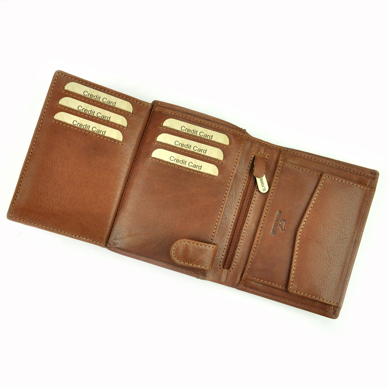 Pionowy składany Skórzany męski portfel przegrody kieszeń EL FORREST RFID