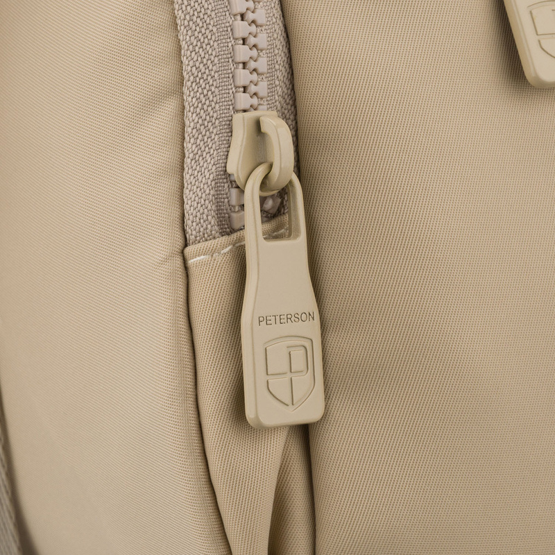Miejska llistonoszka damska z poliestru w kolorze ecru zamykana suwakiem - Peterson