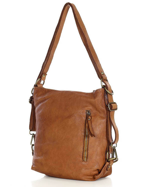 Torba skórzana dla wymagających z opcją plecak old school leather bag - MARCO MAZZINI camel