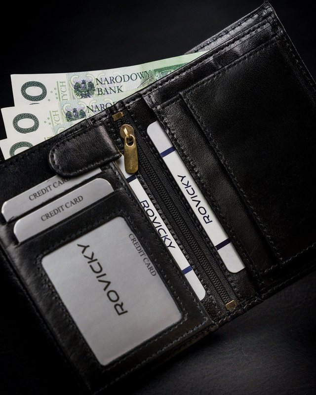 Skórzany męski portfel Rovicky 1537-03-BOR RFID