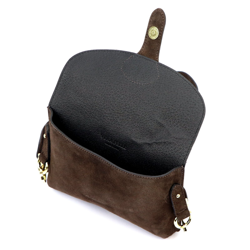 Vera Pelle damska listonoszka na ramię skóra naturalna torebka zamszowa